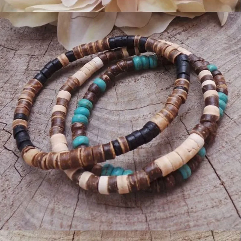Herenarmband met kralen, armband in surferstijl. Herenarmband, stapelarmbanden, stretch-boho-armbanden