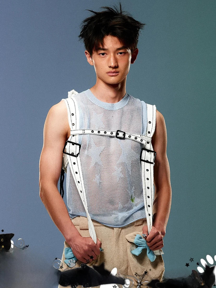 

CFIERCE сверкающий серебряный трикотажный жилет со звездами, женский летний модный жилет, трикотаж с блестящими линиями V-Ne ort Sve