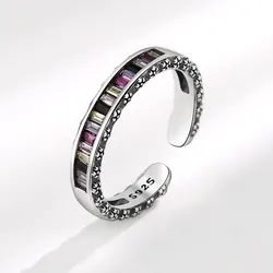 New Arrival Fashion Rainbow Zircon Star Thai Silver Ladies Finger Ring Wholesale Jewelry For Women Birthday Gifts No Fade