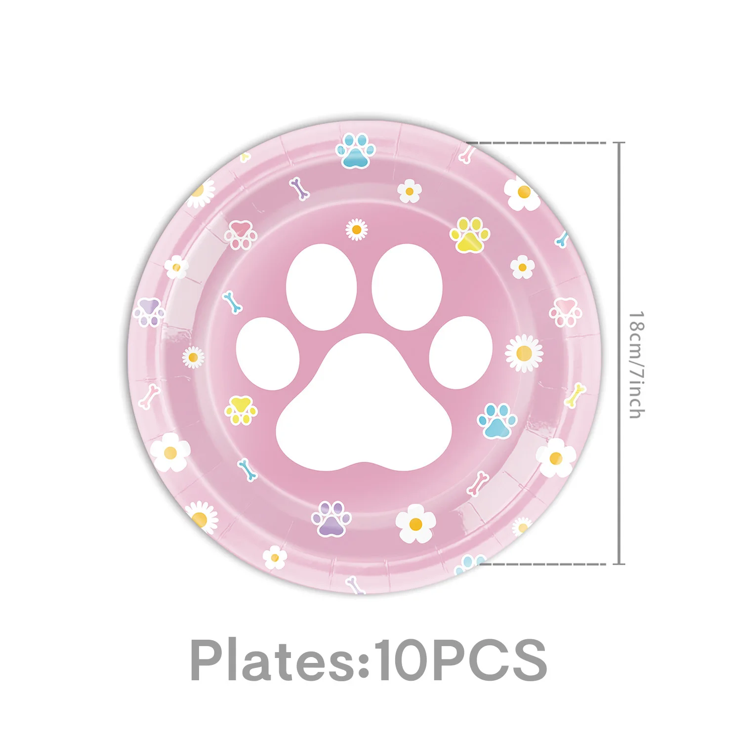 Rosa Pfotenabdruck Partygeschirr Hund Rosa Welpe Geburtstagsparty Pappteller Servietten Dekorationen Kinder Jungen Mädchen Babyparty – Detail 3