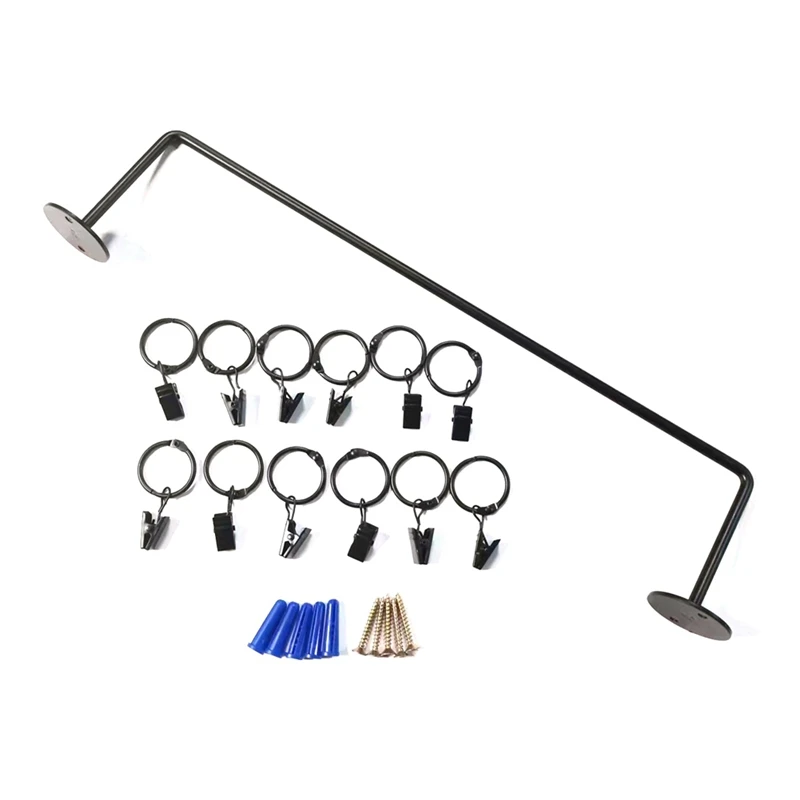 

Hanging Multi-Purpose Hanging Rod Iron Ring Clothes Organizer With Hooks Kitchen Bathroom Towel Racks-ABSW