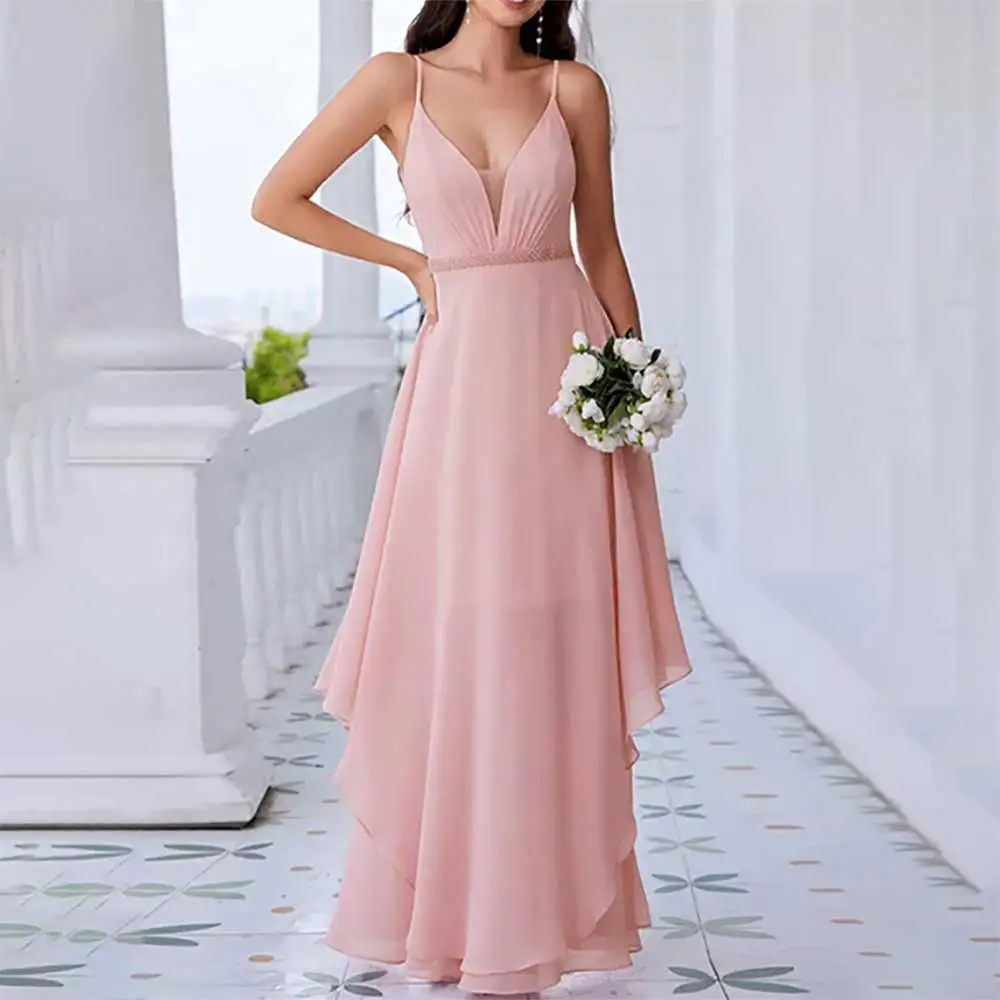 

V-Neck Half Sleeve Lace Belted Pleated Evening Dress Elegant Prom Party Dress Formal Gowns Wedding Guest Dresses for Women