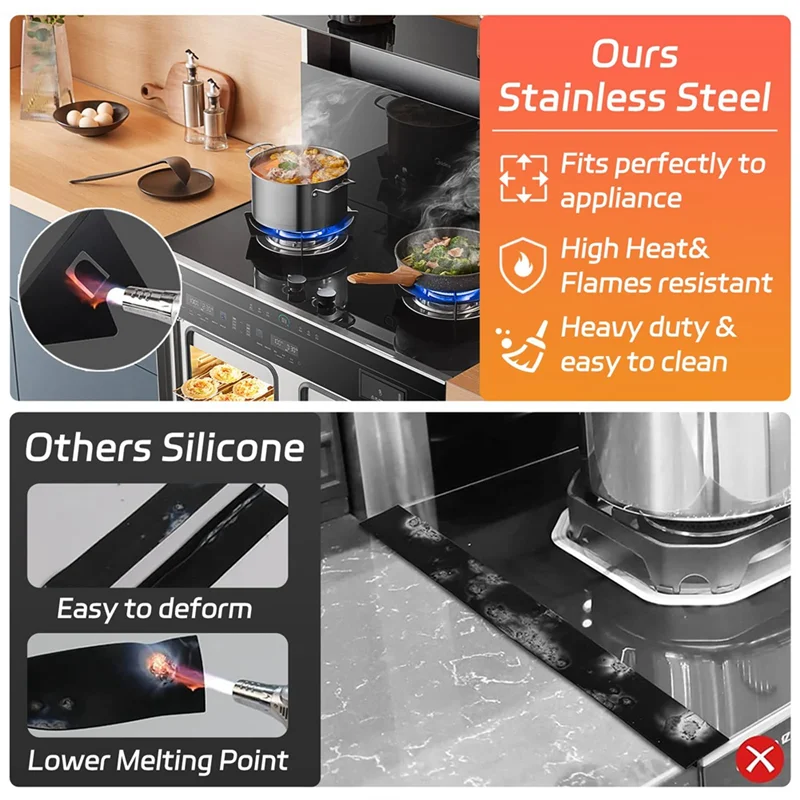 

Premium-Stainless Steel Stove Cover, Stove Guard, Kitchen Stove Filler, Stove Trim Kit,Adjustable Length 13.8 Inch To 27.6 Inch