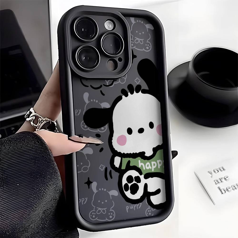 Cute Cartoon Pochacco Phone Case for Samsung Galaxy S24 S23 S22 S21 FE Ultra Plus 5G Note 20 Pro M54 Ladder Lens Soft TPU Cover