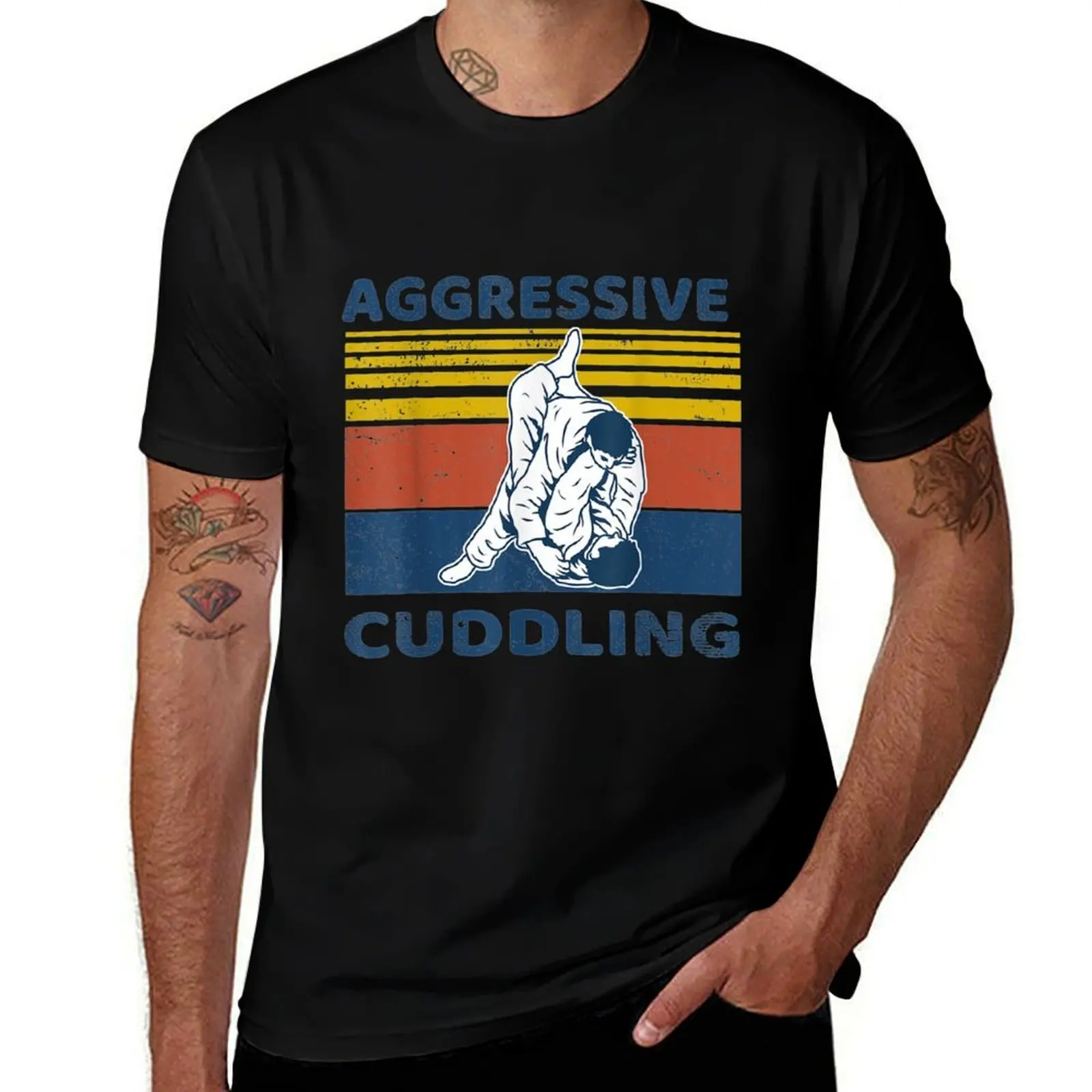 Jiu Jitsu Shirts Aggressive Cuddling Vintage BJJ MMA Jujitsu T-Shirt Simple Trendy Casual T-Shirt