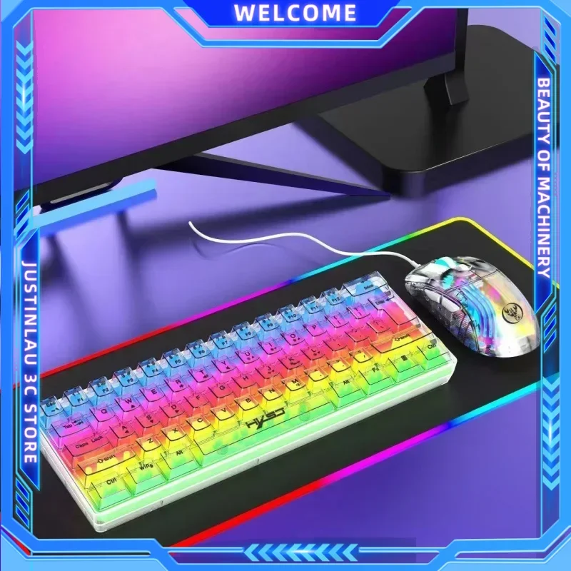 60% Wired Gaming Keyboard RGB Backlight Ultra Compact Mini Keyboard Waterproof Small Compact 61 Key Keyboard for Pc Mac Gamers