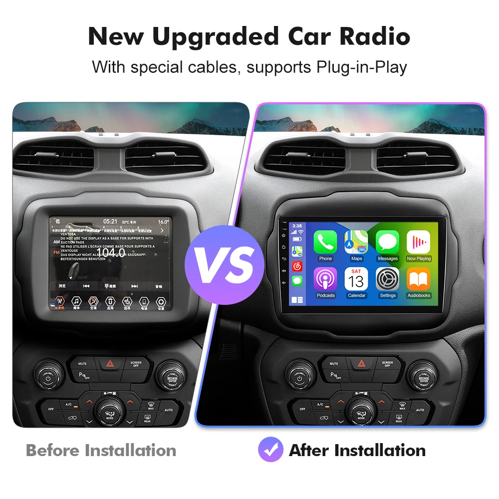 Isudar T78P QLED Android auto radio For Jeep Renegade 2014-2018 GPS Car Multimedia RAM 12G ROM 256GB with frame CarPlay No 2din