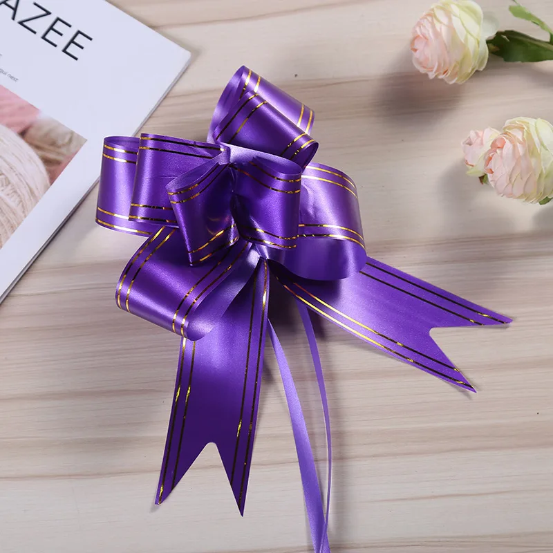 Bow Hand Drawn Flowers Wedding Car Decoration Gift Packaging Wedding Ribbon Color Strip Pull Flower DIY Party Festive Decor Gift