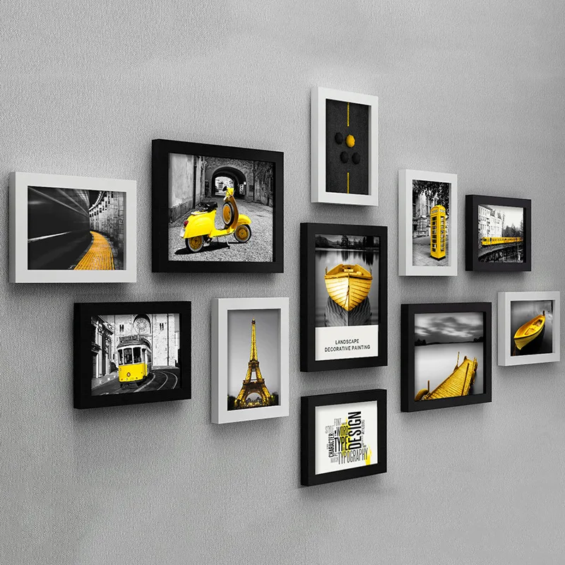 Modern Gallery Wall Frames Set Wedding Photo Frame Living Room Hanging Decoration Wooden Square