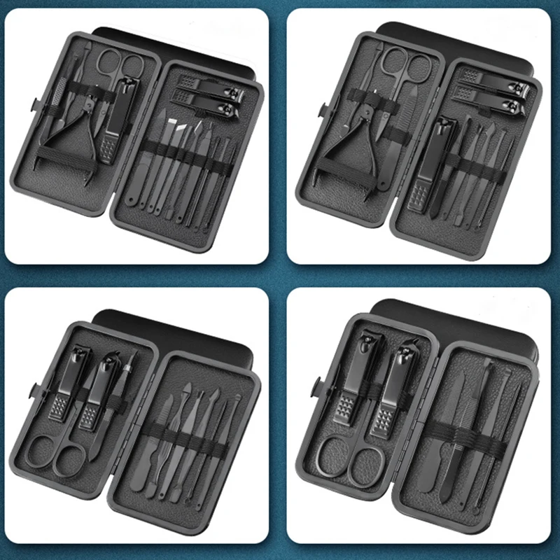 7/10/12/16/18pcs/set Stainless Steel Manicure Set Professional Nail Clipper Kit of Pedicure Tools Ingrown ToeNail Trimmer 2