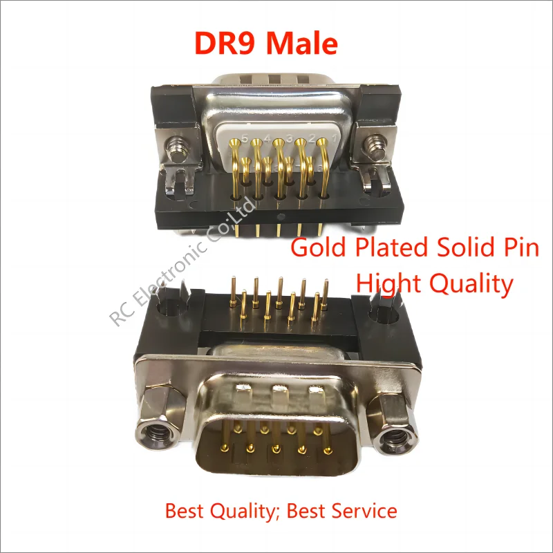 2PCS DR9 3U Gold needle male/female RS232 serial port welded plate industrial grade 90 degree Angle VGA 9 Pin connector