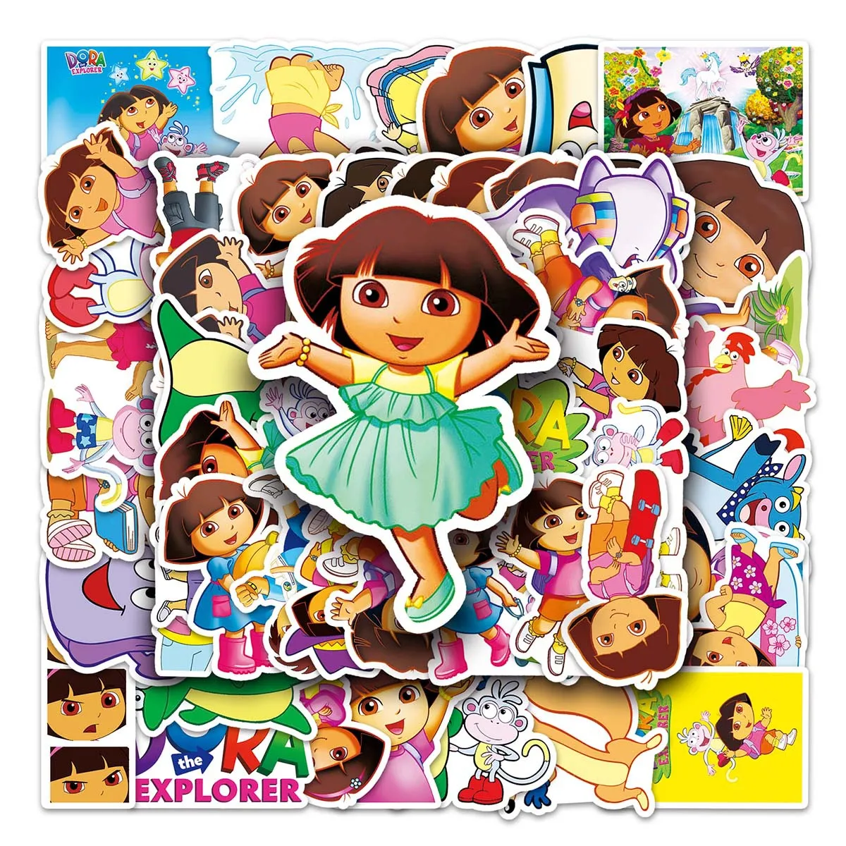 51szt Cartoon Animation Dora Children's Animation Personalized Luggage Scooter Refrigerator Decoration Sticker