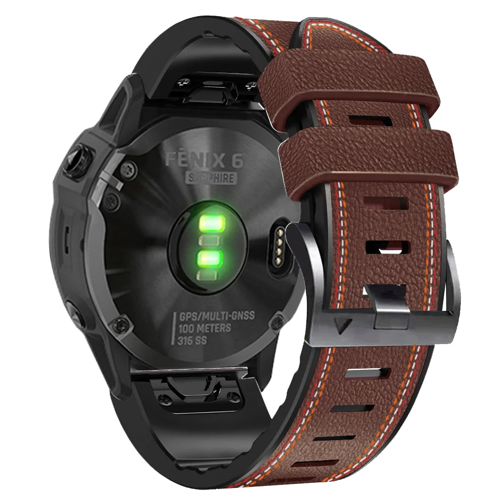 QuickFit 26 мм 22 мм силиконовый кожаный ремешок для Garmin Fenix 8 E 51 мм 47 мм/7X 7 6 6X Pro/Epix Gen 2/Tactix ремешок для часов аксессуары