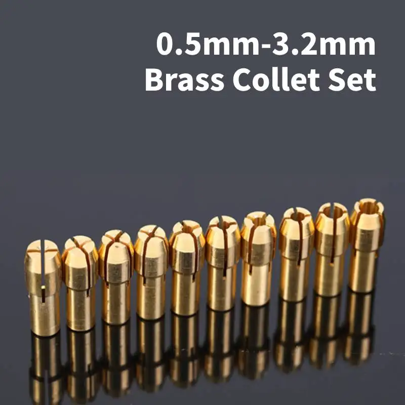 11Pcs Brass Collet Set Tail diameter: 4.2/4.8mm+M8/M7 Copper Chuck with Nut Mini Electric Grinder Rotary Drill Lock Accessories