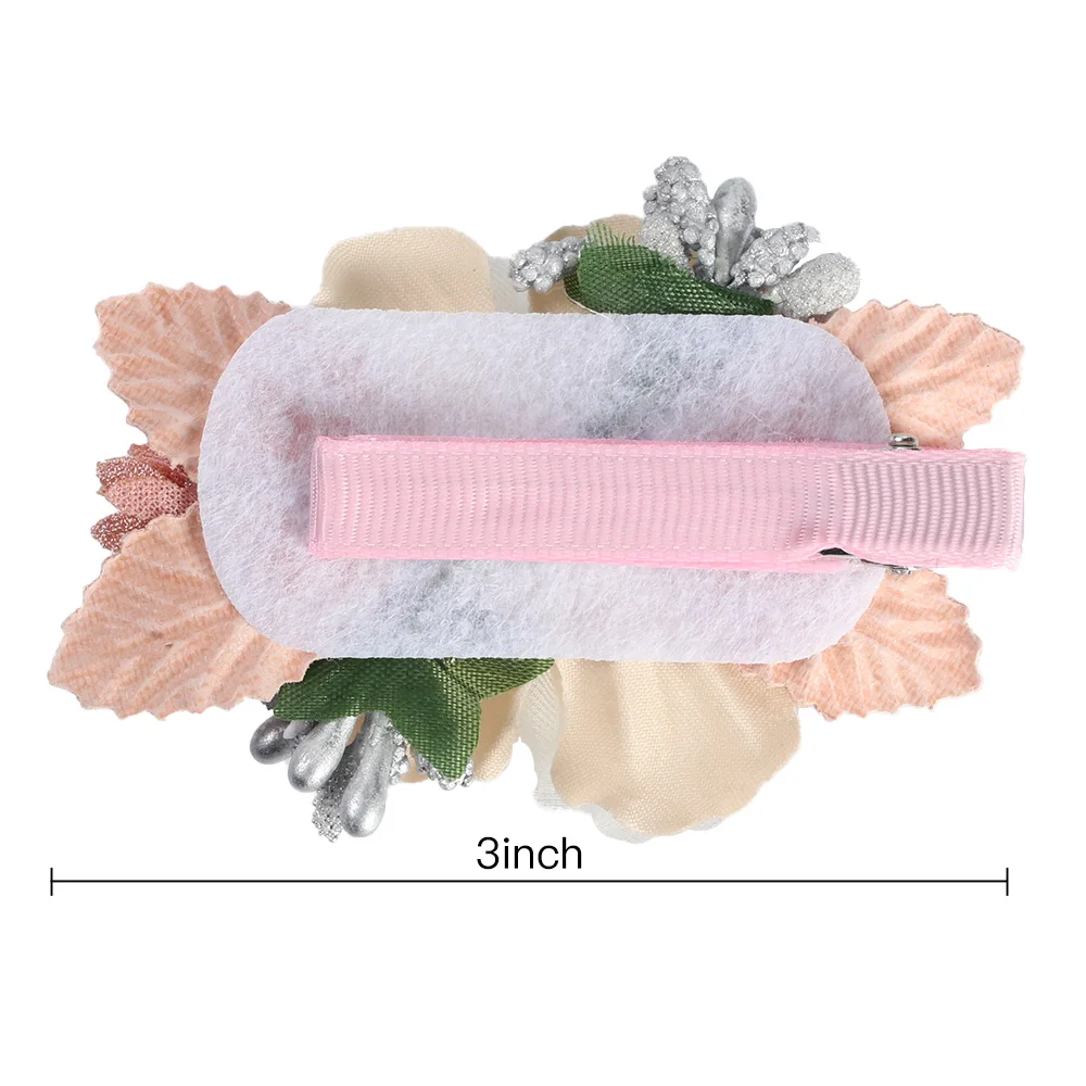 3pcs/set Mesh Flower Hair Clips for Girls Artficial Floral Hair Pins Handmade Hairgirps Children Boutique Hair Accessorties