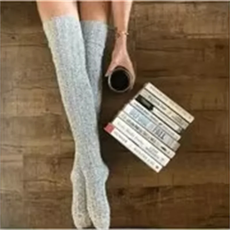 1 Pair Warm and Stylish Over the Knee Knit Socks for Women - Preppy Thermal Winter High Stocks with Thickened Material image 4