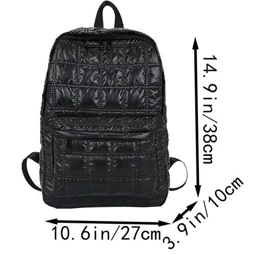 Imagen 2 del producto Mochila metálica acolchada multicolor a la moda para viajes, salidas diarias, bolsa portátil práctica multifuncional con múltiples bolsillos