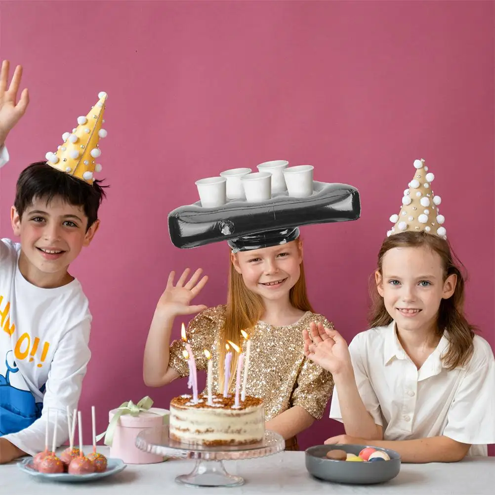 

2 Pcs Inflatable Hat Toy PVC Cup Holder Toss Game Cap Beer Party Accessories Summer Beach Birthday Park Family Gathering Garden