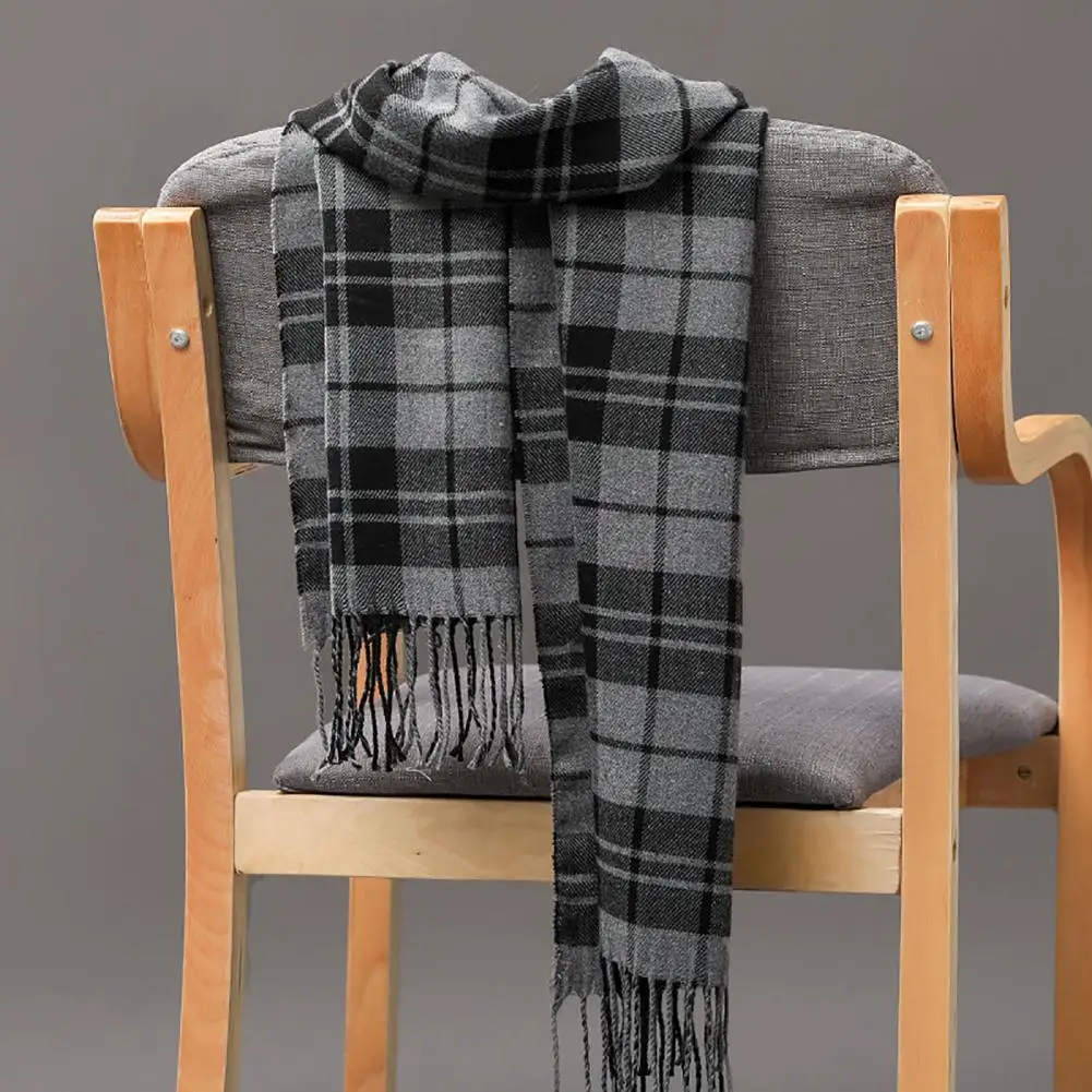 Wool Scottish Plaid Scarves Faux Cashmere Men Women Scarf British Plaid Fringed Tassels Scarf Winter Long Scarf Hijab Male Scarf