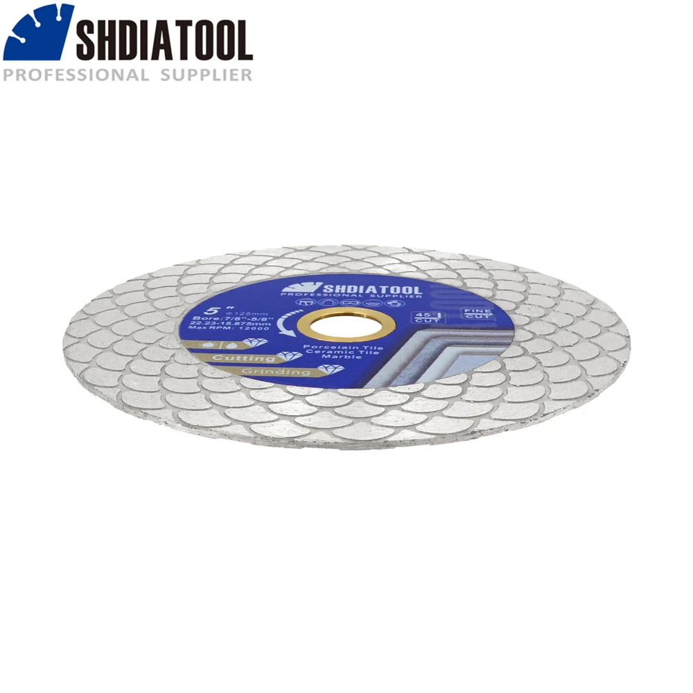 SHDIATOOL 1pc Diamond Tile Cutting Disc 4.5/5inches Saw Blade Cutter Double-side Fan-shape Granite Marble Grinding Plate