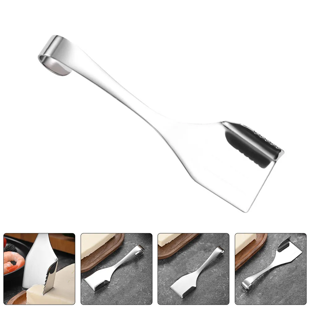 Cuchillo esparcidor y rebanador de acero inoxidable para queso en bloque, queso crema, mantequilla, tostadas, mermelada y nivelación de pasteles, con agarre ergonómico y gancho