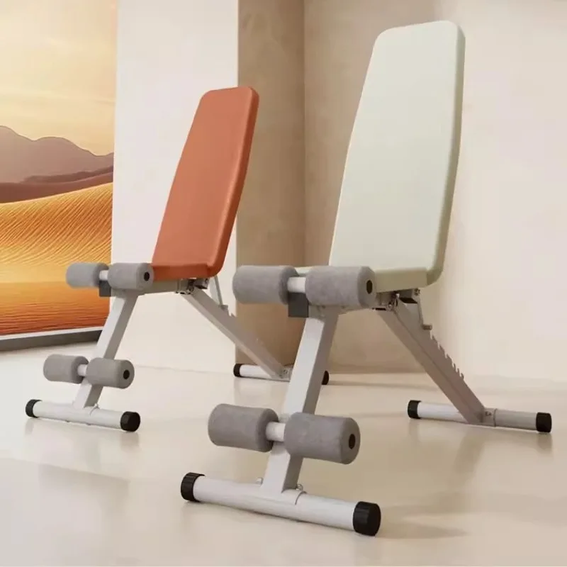 Brown Foldable Dumbbell Bench, Home Gym Chair, Sit-Up and Multi-Functional Bench, Space-Saving for Home Workouts