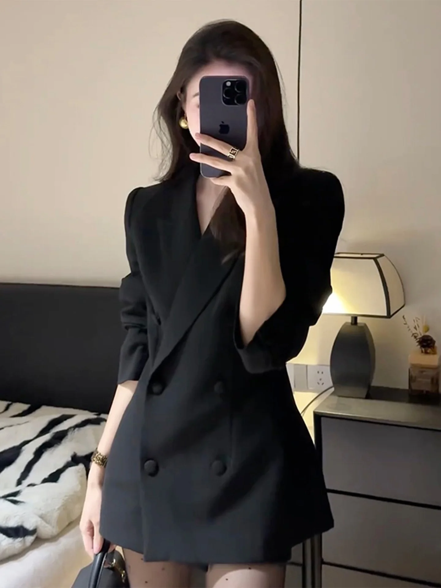 

Элегантный черный приталенный женский жакет Rouje Kefss, новинка 2025 года, повседневное пальто с длинным рукавом для всех типов фигур