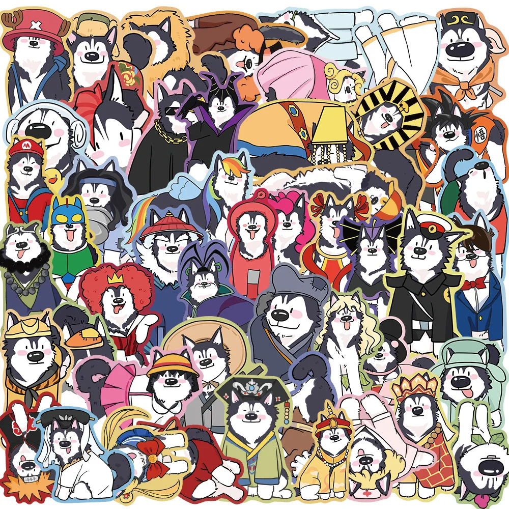 50pcs Husky Fashion Show Cartoon Graffiti Stickers DIY Phone Laptop Notebook Suitcase Waterproof Sticker Kids Toy Gifts