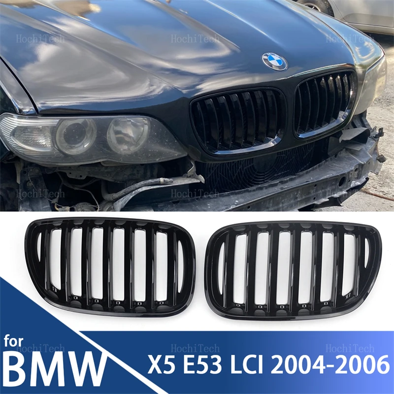 2Pcs Car Style Gloss Black Front Kidney Grill Grille for BMW X5 E53 LCI 2004 2005 2006 Replacement Grille Car Accessories