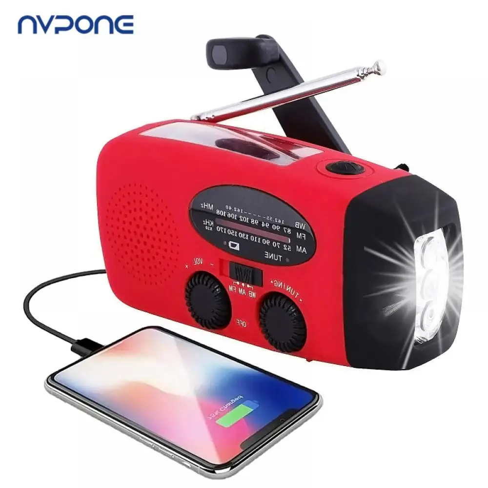 Rádios de alta capacidade, 2000mah, carregamento usb, emergência, portátil, lanterna led, manivela solar, rádio fm am wb noaa, rádio meteorológico