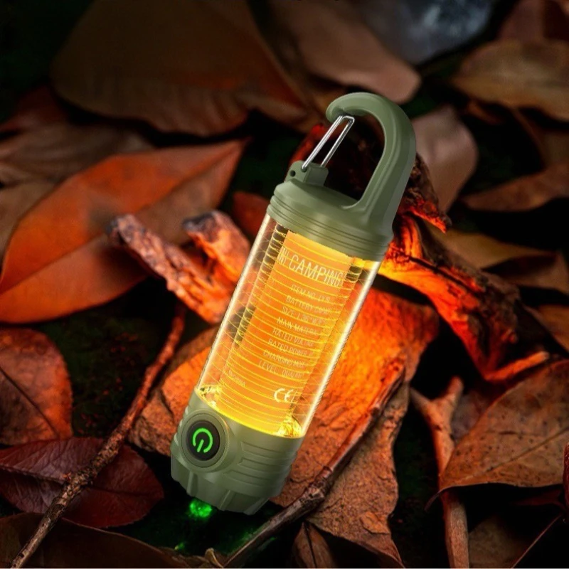 Three-color LED retro camping light Type-C charging emergency flashlight outdoor lighting camp atmosphere hanging light