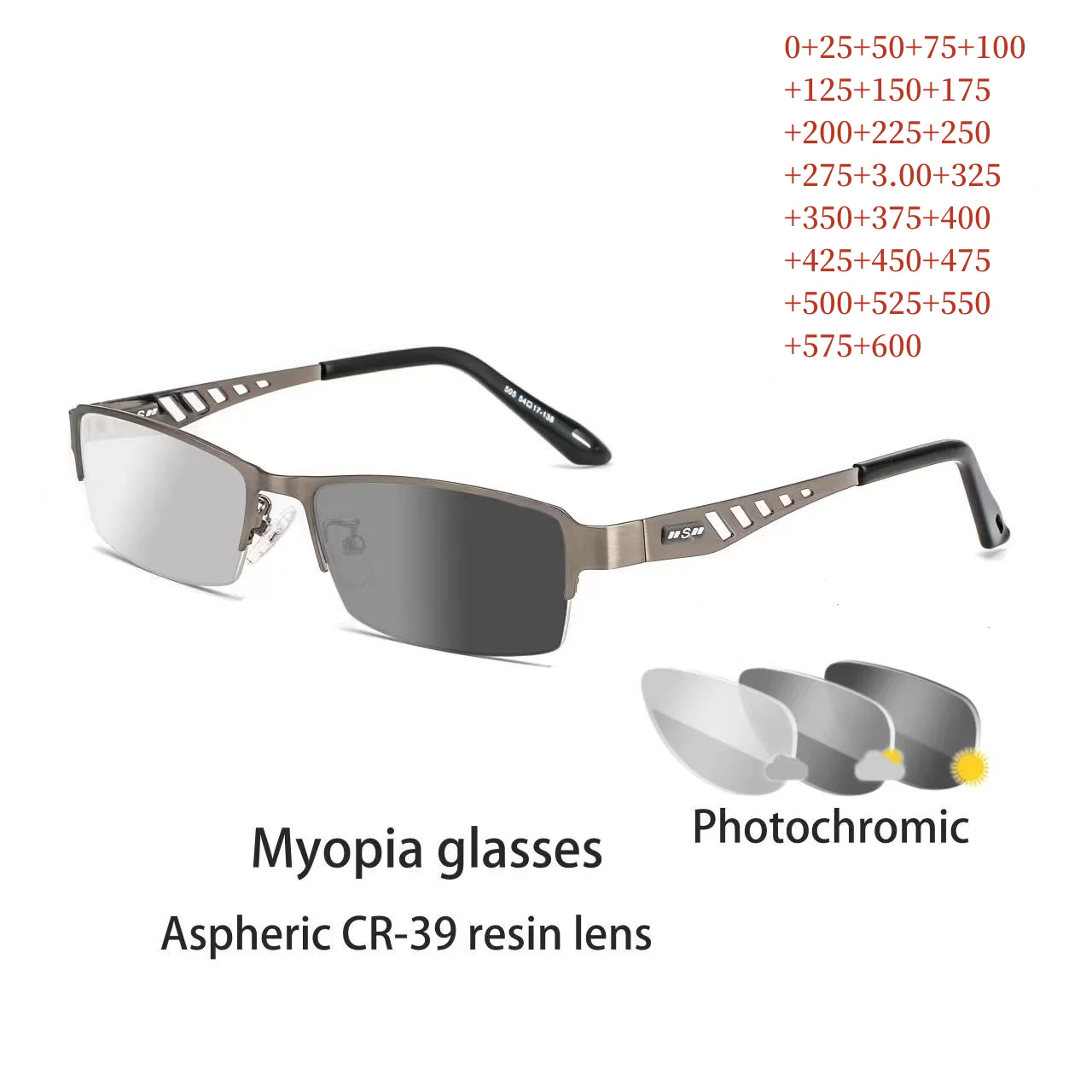 

Men's Business Sun Transition Photochromic Reading Glasses Men Women Hyperopia Diopters Presbyopia +0.25 +1.0 +1.5 +2.0 To +6.0