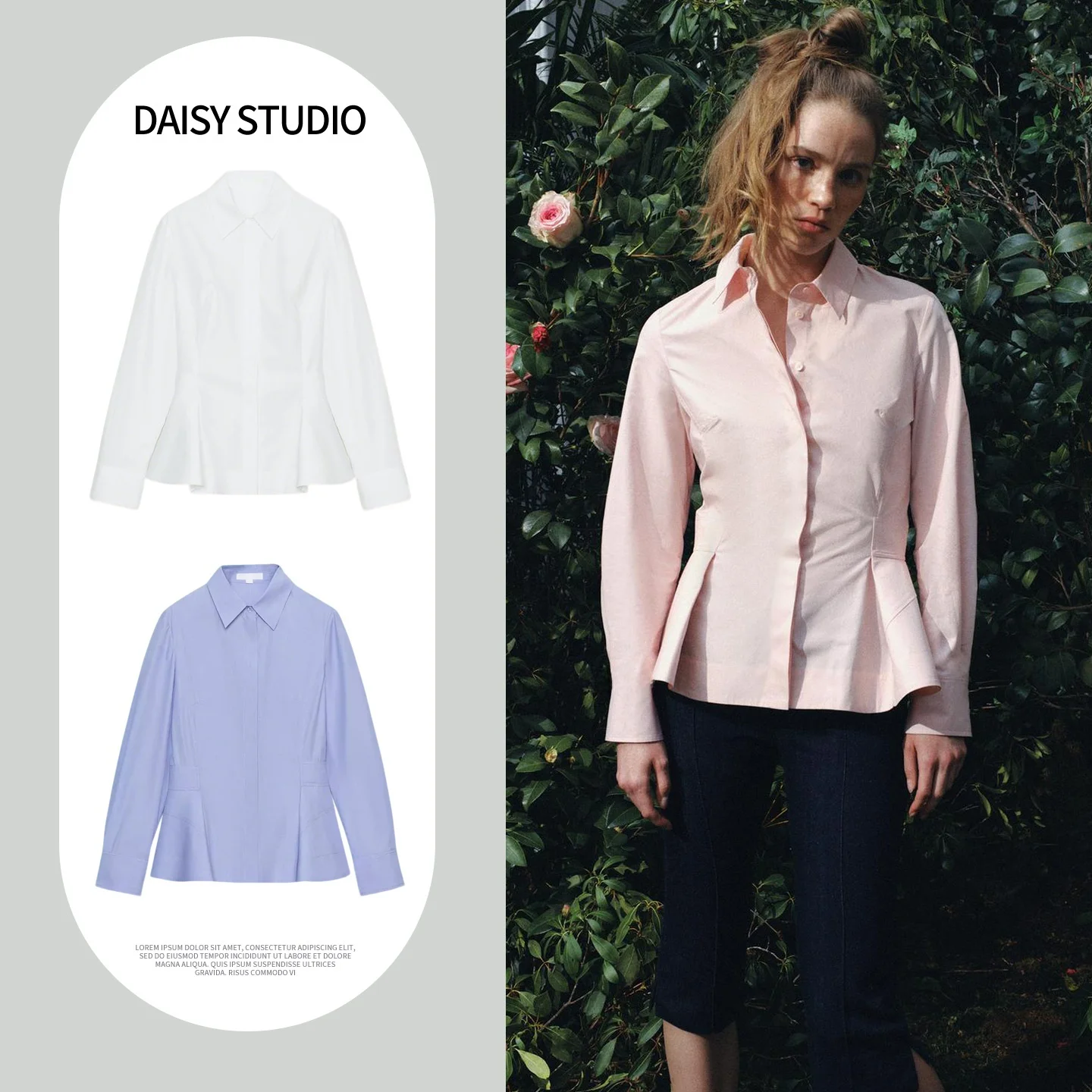 

Spring New Casual Style Women's Shirt Long Sleeve Turn-down Collar Nine Points Short Skirt Style Single Row Multiple Buttons