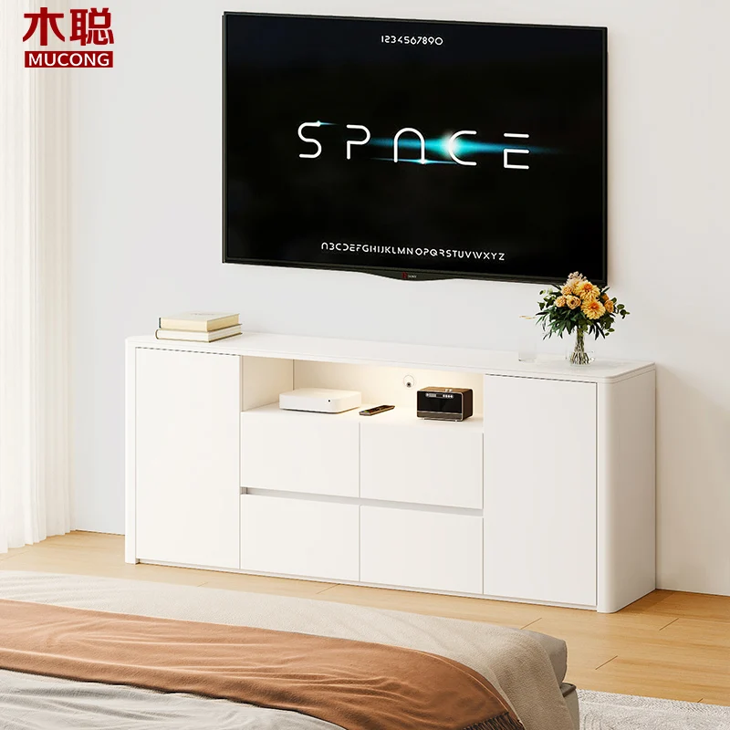 Cream Wind Slate TV Cabinet Living Room Household Floor Storage Locker Integrated Bedroom Bed End Narrow Side Cabinet