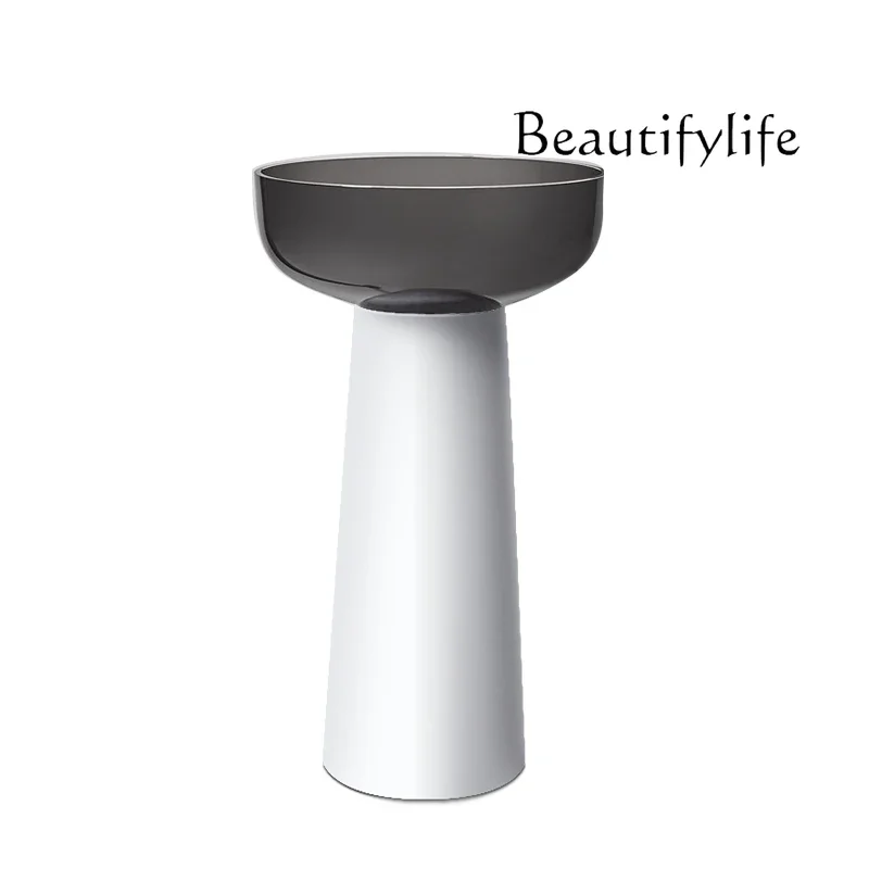 

44Minimal color transparent resin column basin Floor-to-ceiling round integrated floor crystal wash basin