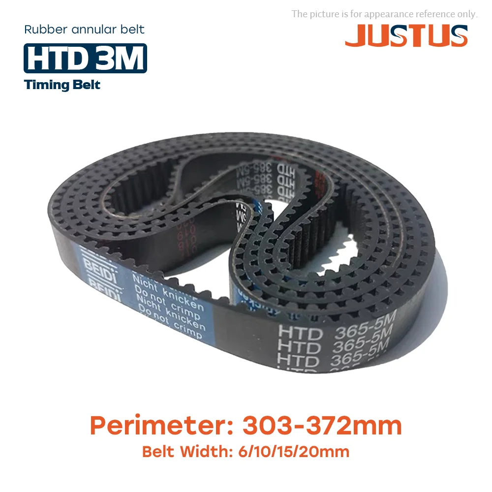 HTD 3M Synchronous Timing belt length 303/306//312/315/318/324/330/333/336/339/342/345/348 – 369/372mm for width 6-20mm