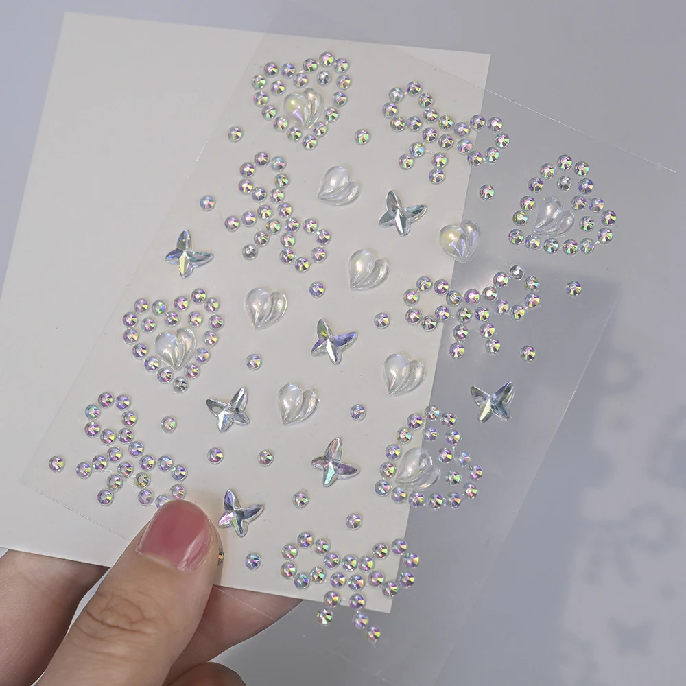 1 Stücke 3D Hohl Stern/Herz Gesicht Edelstein Tattoos Aufkleber Selbstklebende Kristall Schmuck Tattoo DIY Auge/körper Make-Up Dekor Strass * – Detail 6