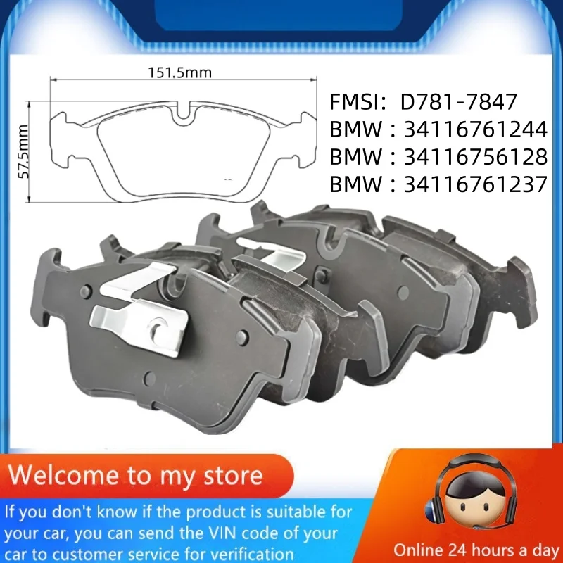 

For BMW 323Ci 323i 323is 325Ci 325i 325is 325xi (E36 E46) Front Brake Pads 34116756128 34116761237 34116761242/Auto Parts -60004