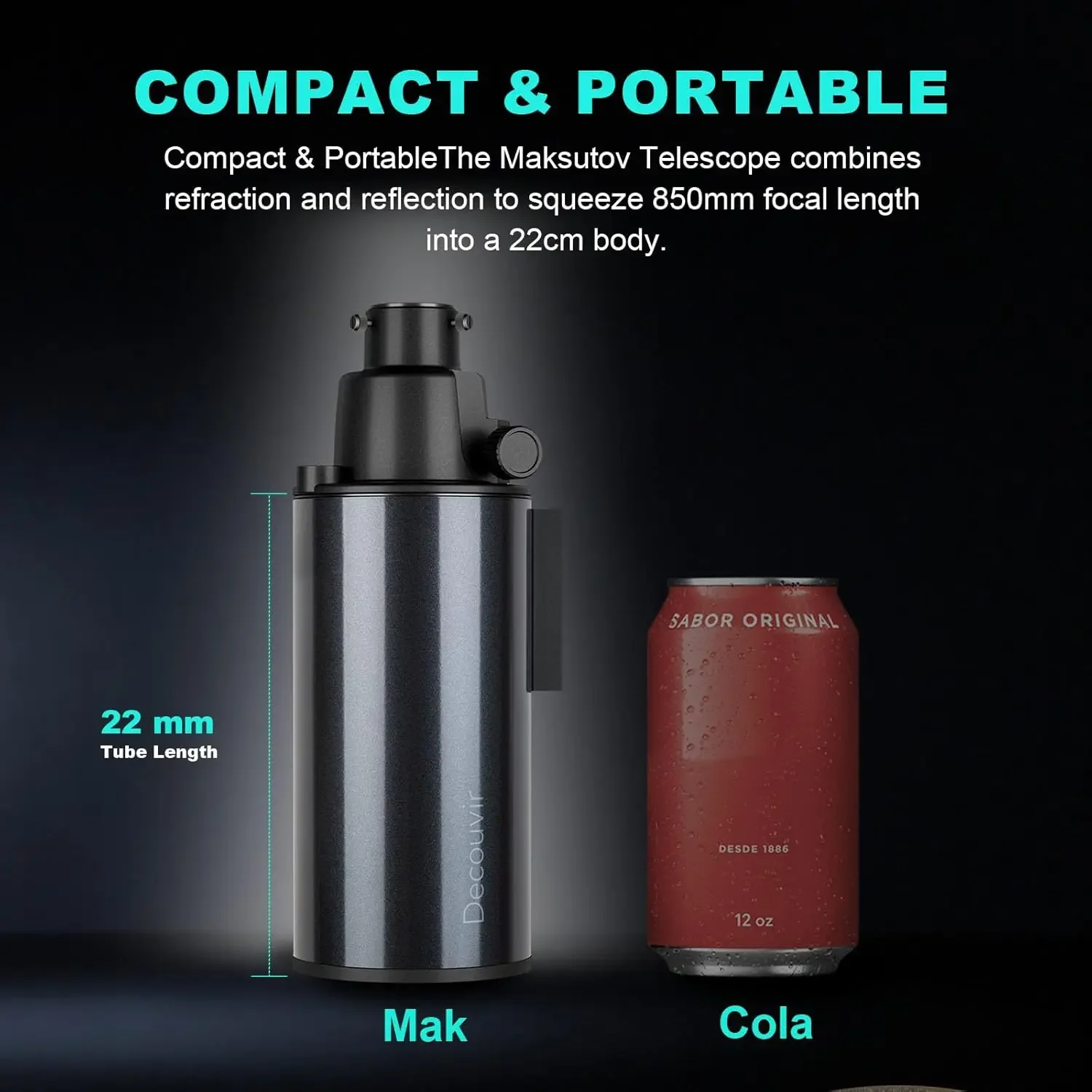 تلسكوبات لعلم الفلك للبالغين، فتحة 80 مم 850 مم، تلسكوب مجمع Catadioptric، سفر محمول مدمج #5