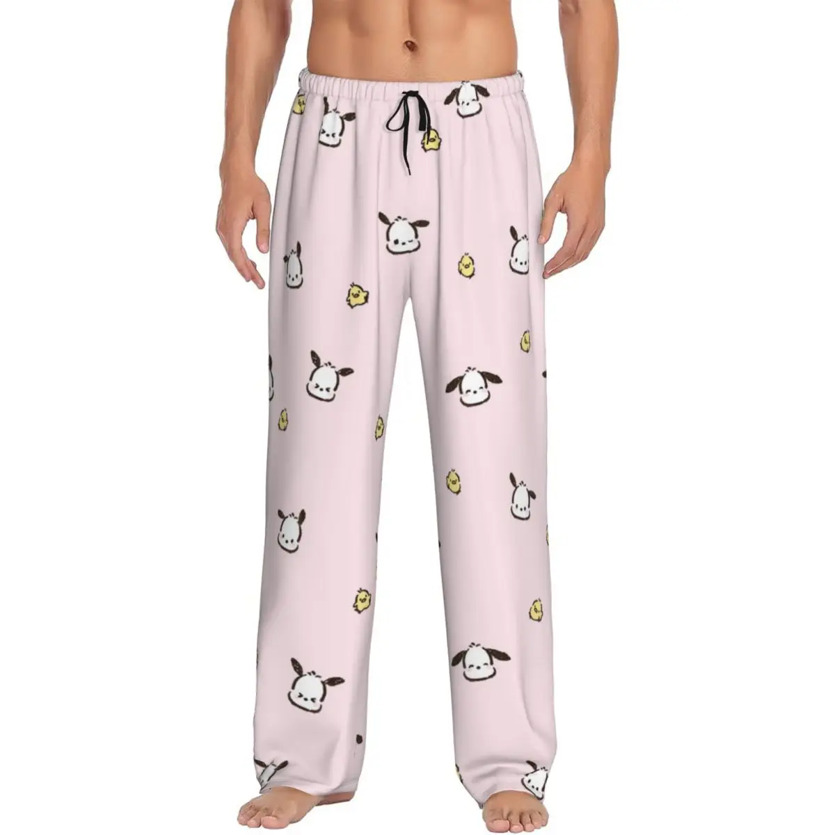 

Custom Pochacco Pajama Pants Sleepwear Men Elastic Waistband Cute Dog Sleep Lounge Bottoms with Pockets