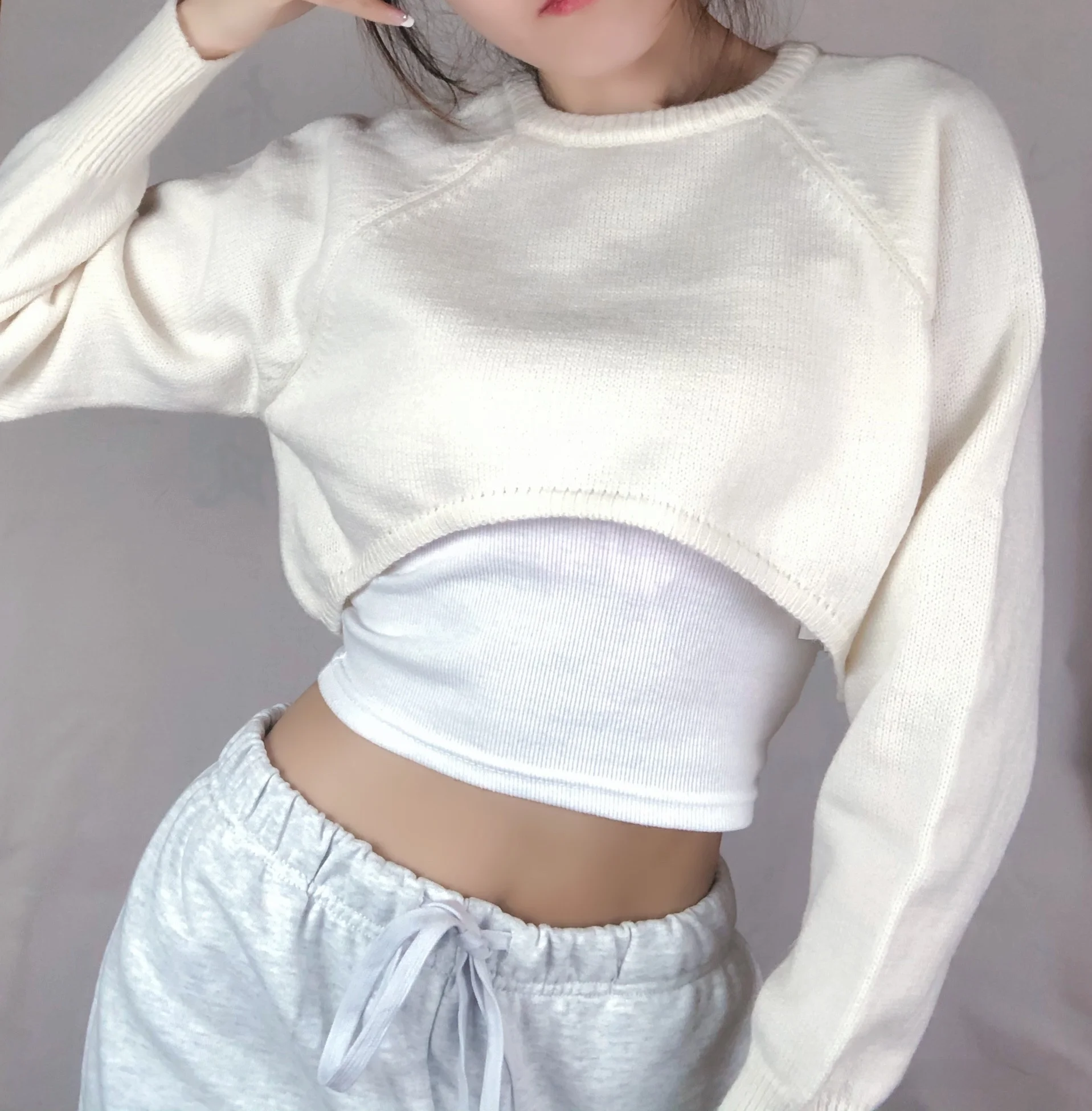 

Retro Knitted oulder Wrap ort f-Length Long-Sve Sweater Street Sle round Ne Women's Faion Winter Casual Top