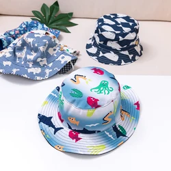 Children Bucket Hat New Spring Boys Girls Sun Hat Cute Cartoon Animal Whale Outdoor Summer Kids Hat Fishing Cap Korean Style