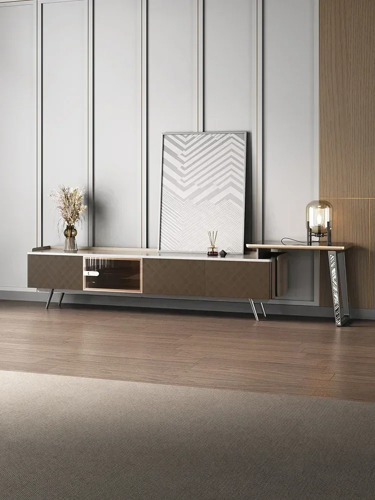 

Durable Practical Light luxury marble TV cabinet, minimalist living room, small unit, high-end expandable floor cabinet