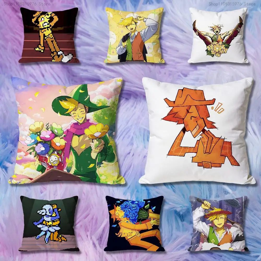 Blue Yellow D-Deltarune Flowery Pillow Cases for Bedroom Living Room Sofa Home Decor Polyester Cushion Cover with Zipper