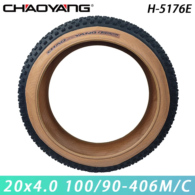 CHAOYANG Original H-5176-E Brown Edge Stab-proof Anti-Slip Wired Tire 20x4.0 100/90-406M/C for MTB E-Bike Beach Electric Bicycle