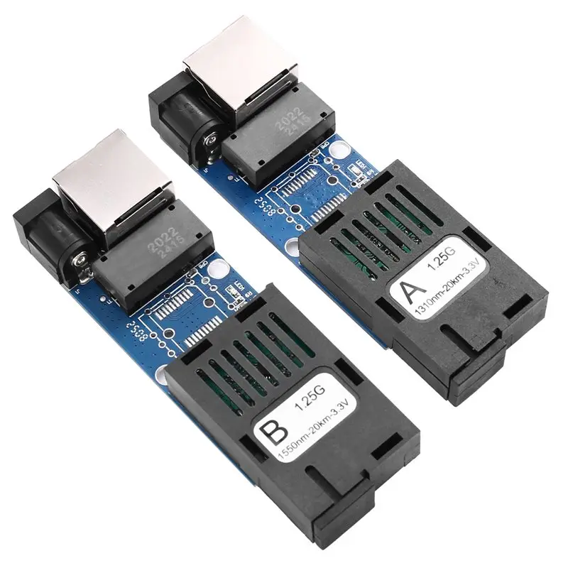 CJSD-Gigabit 1-Fiber 1-Electric Mini Fiber Optic Transceiver Motherboard 20KM 100M Fiber Optic Converter PCBA Board A/B End