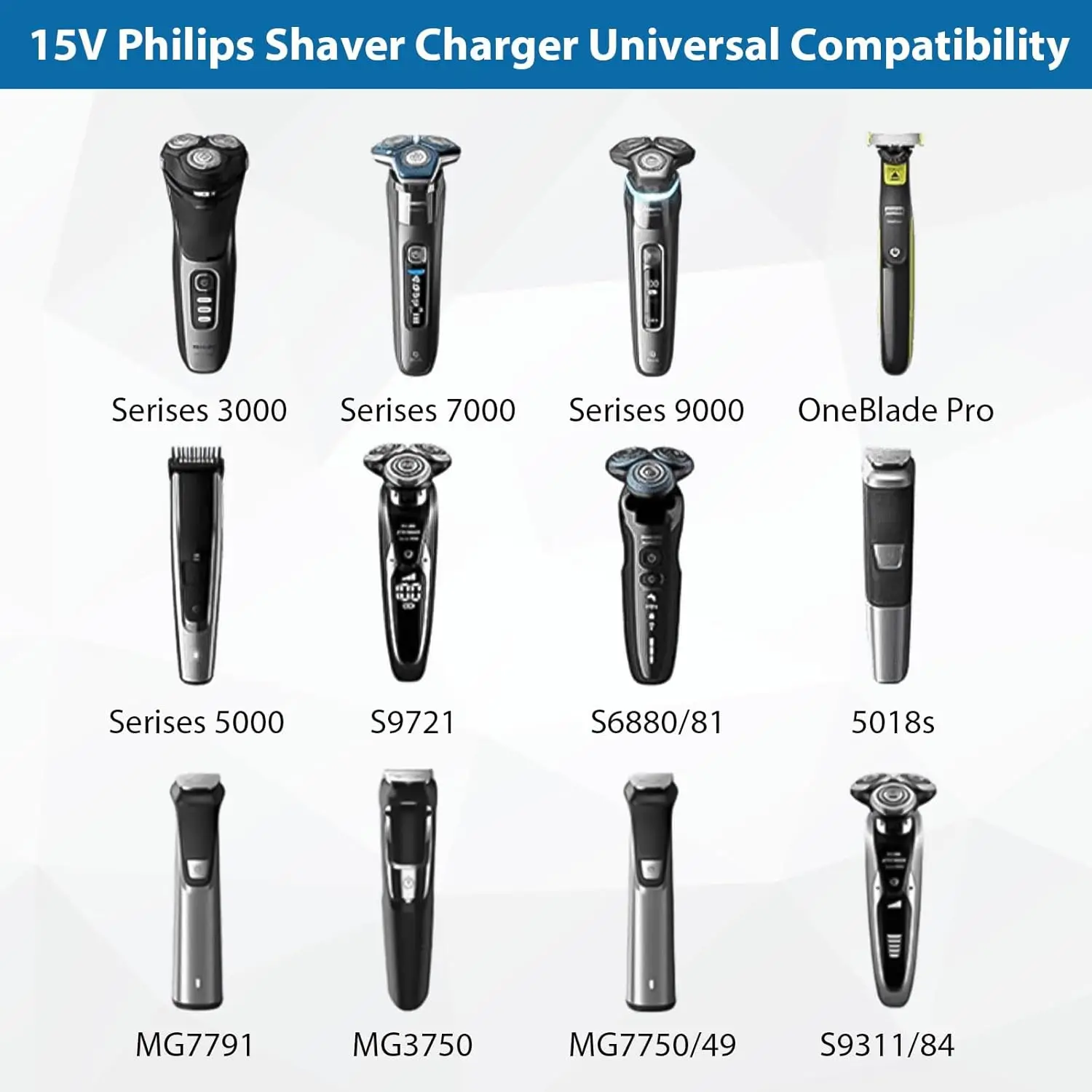 LISI 15V USB Charger Cable Compatible with Philips Norelco One Blade HQ8505 QP6510 QP6520 QP6530 QP6550 MG5750 Electric Shaver
