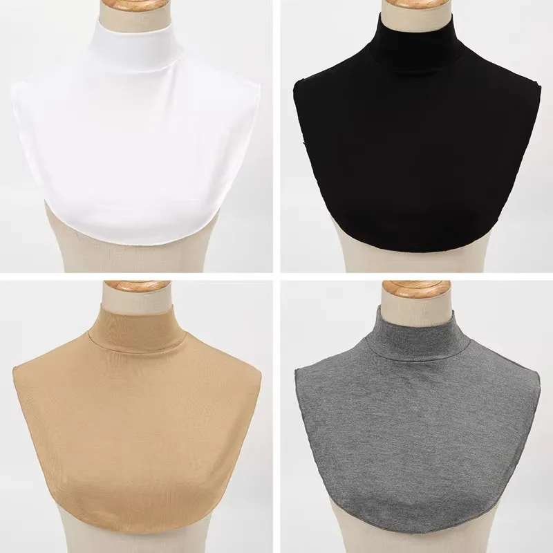 

Тонкий модальный воротник-стойка (имитация воротника) для мужчин и женщин, черный, осенне-зимний теплый шарф-воротник, защита для шеи