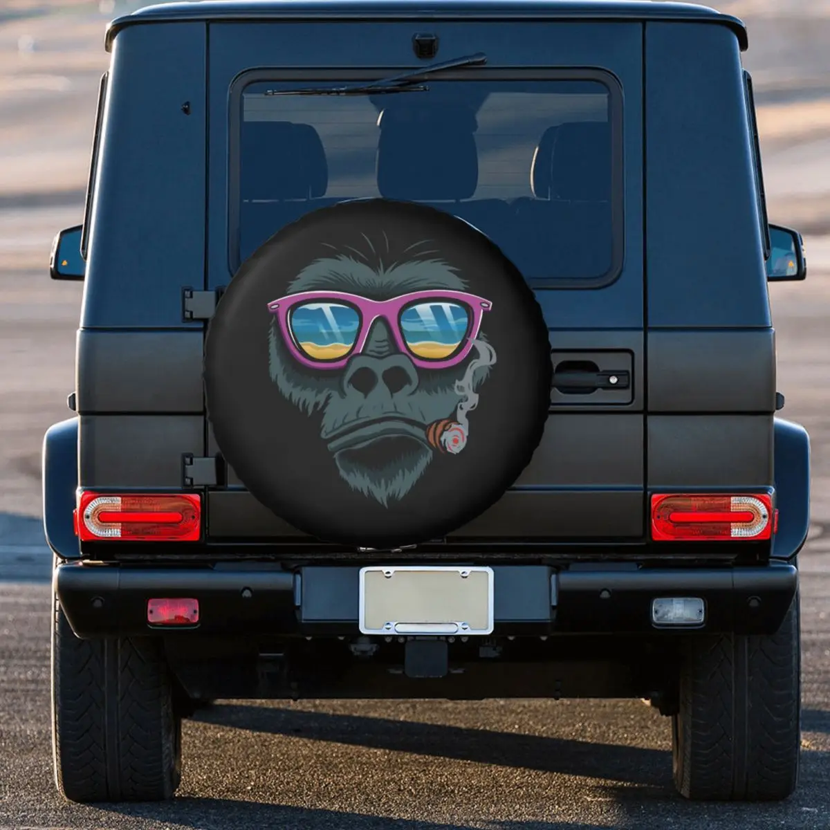 Monkey Smoked A Cigar Design Spare Wheel Cover for Jeep Hummer 4WD RV Custom Tire Protector 14\