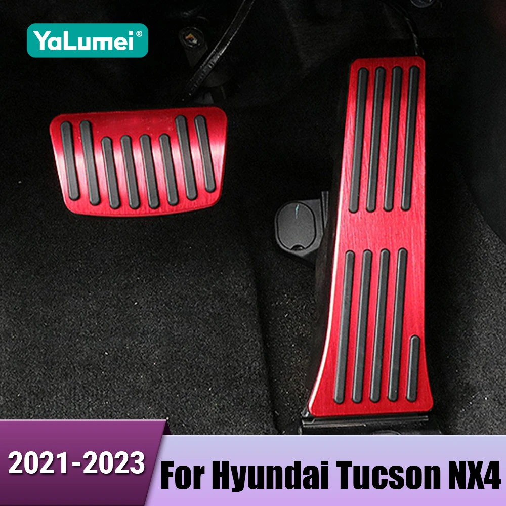 Car Brake Gas Accelerator Pedal Cover Pad Foot Pedal Footrest For Hyundai Tucson NX4 2021 2022 2023 Hybrid N Line Accessories